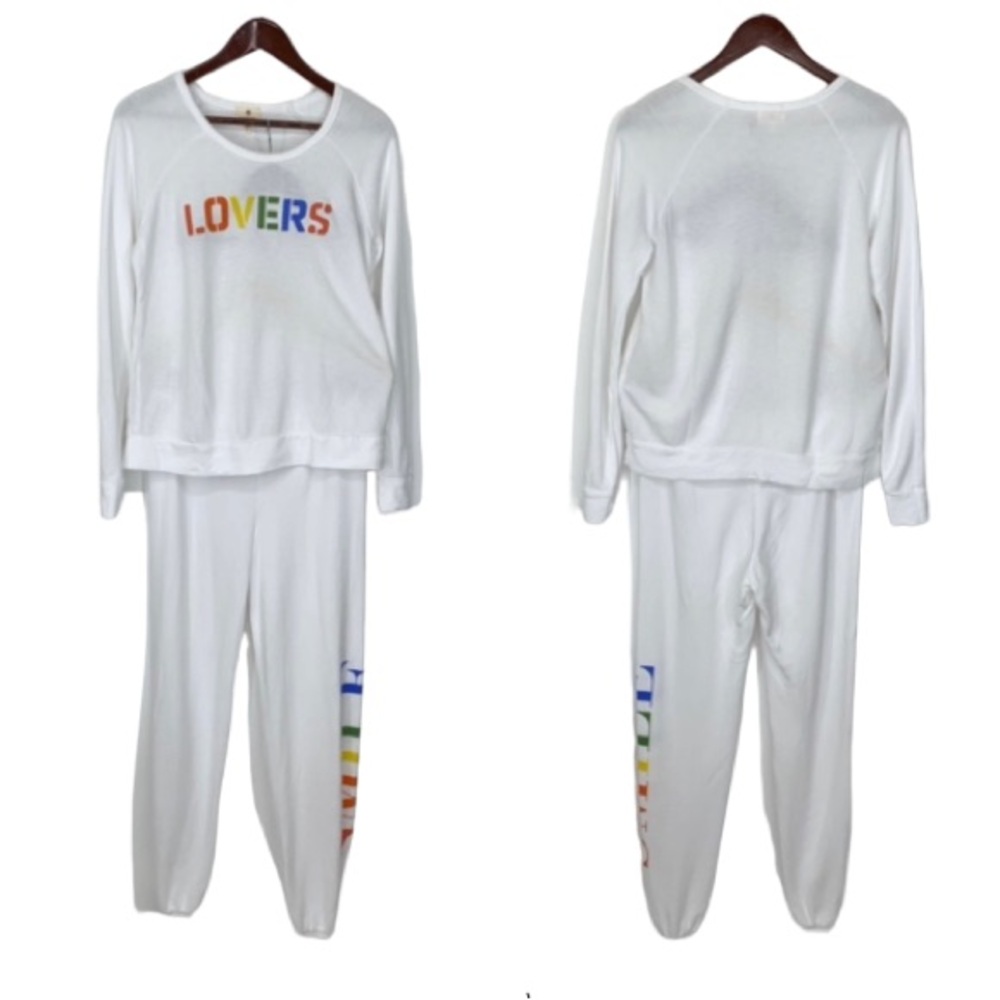 Sundry Rainbow Color Matching Lovers Sweatshirt & Joggers Smile Set New Size XS